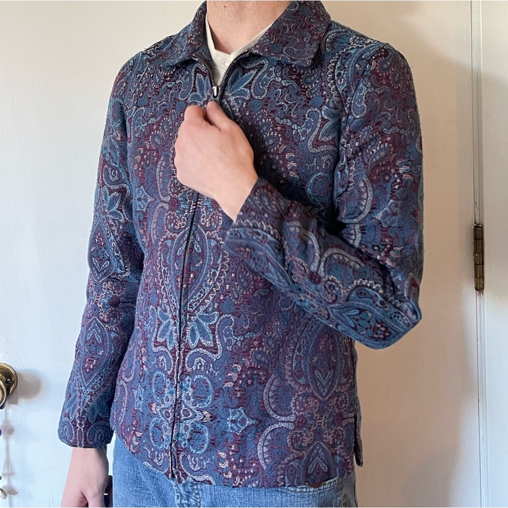 Willow Bay Men's Paisley Shirt Jacket in Blue and Purple
